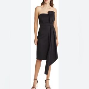 Eliza J Classy Strapless Midi Dress Size 2 NWT $158 Cocktail Formal Scuba Crepe